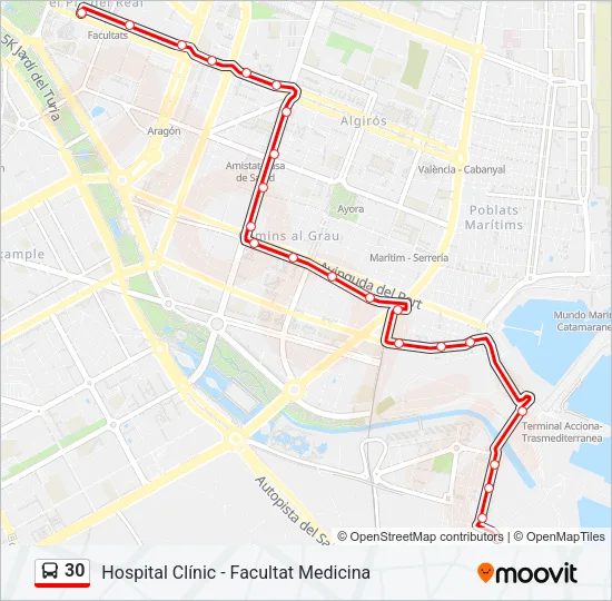30 Bus Line Map