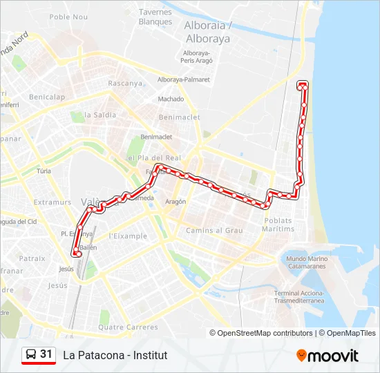 31 Bus Line Map