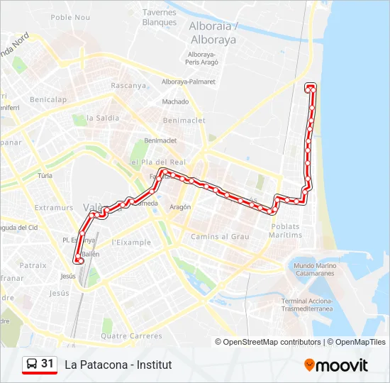 31 Bus Line Map