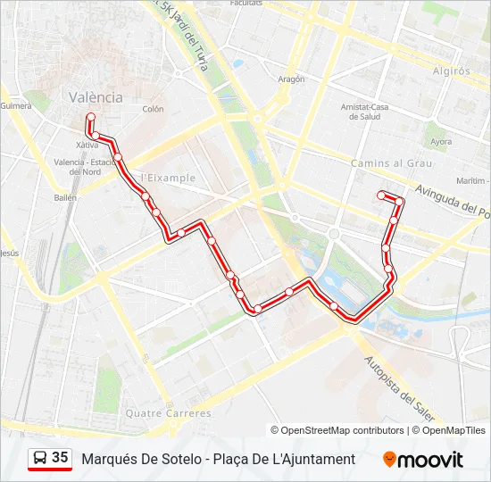 35 Bus Line Map