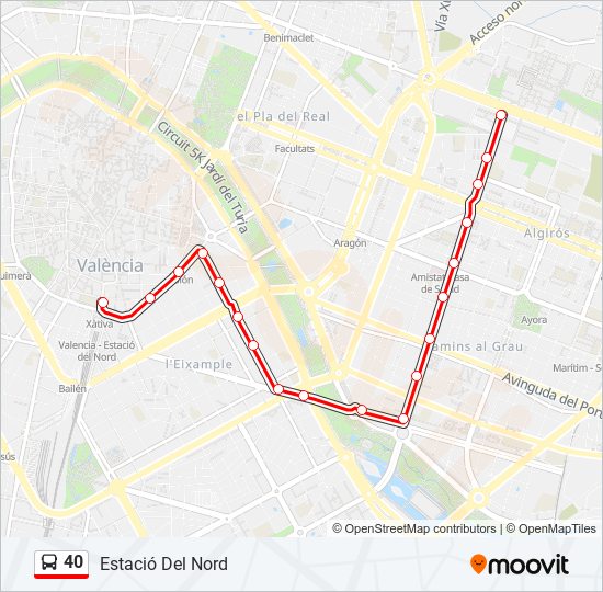 40 bus Mapa de línia