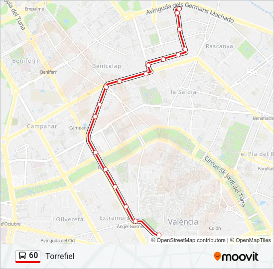 60 Bus Line Map