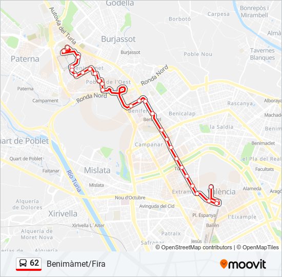 Mapa de 62 de autobús