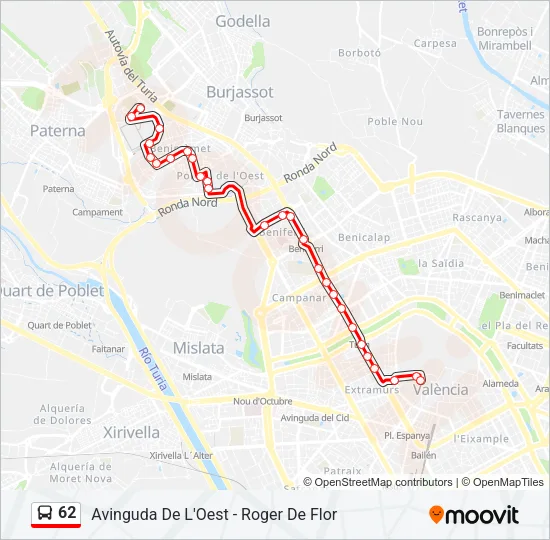 62 Bus Line Map