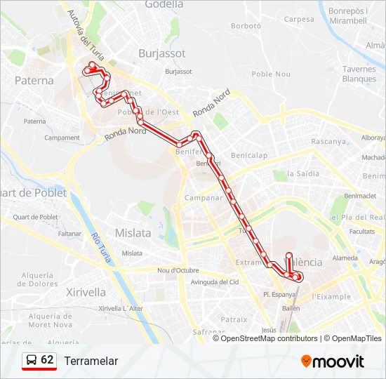 62 Bus Line Map