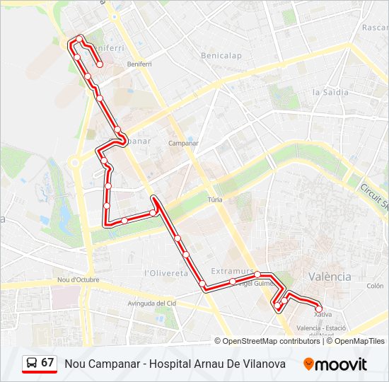 67 Bus Line Map