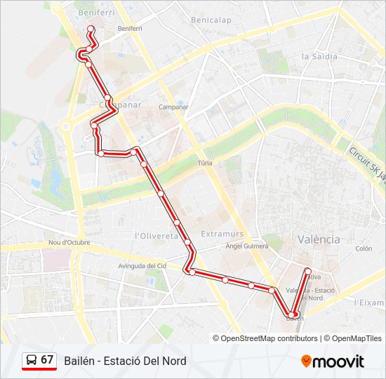 67 Bus Line Map