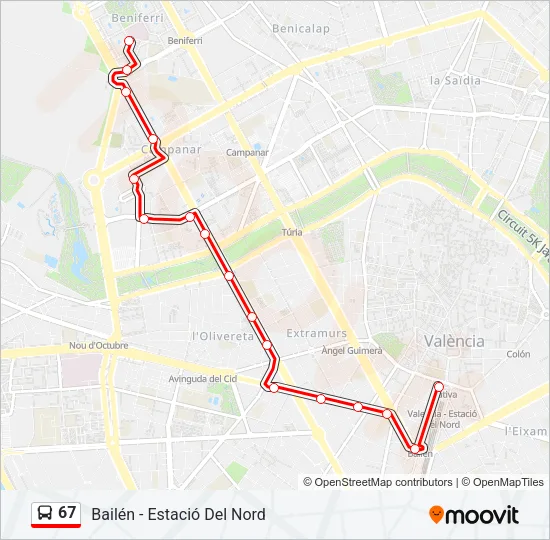 67 Bus Line Map