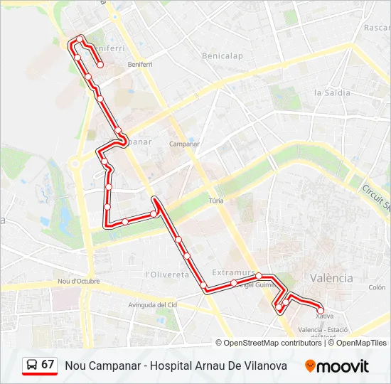 67 Bus Line Map