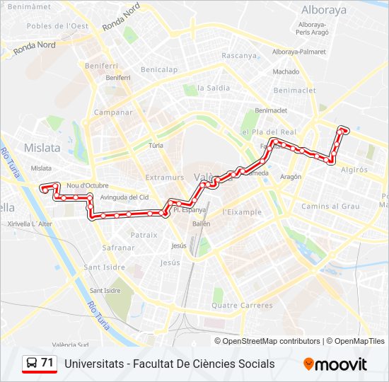 71 Bus Line Map