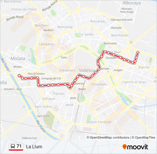 71 Bus Line Map