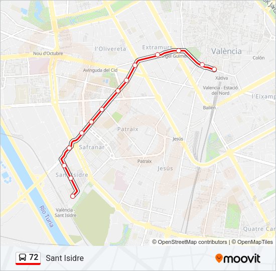 72 Bus Line Map