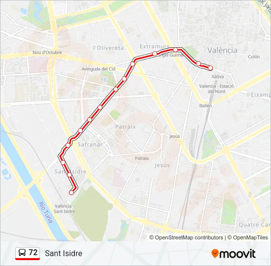 72 Bus Line Map