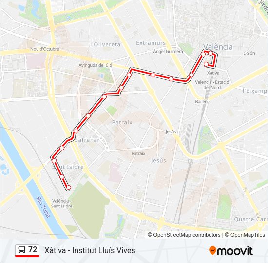 72 Bus Line Map