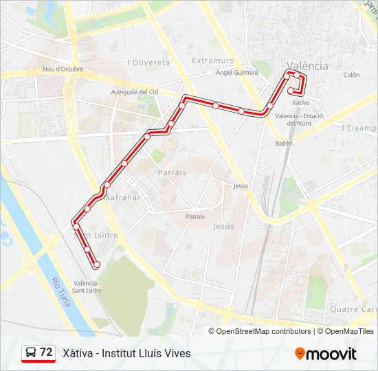72 Bus Line Map