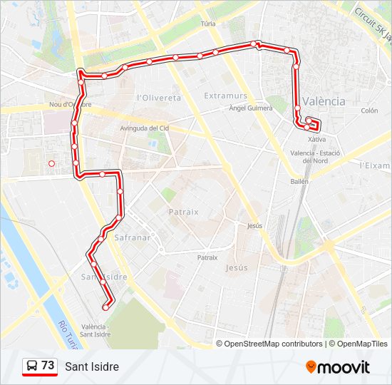 73 Bus Line Map