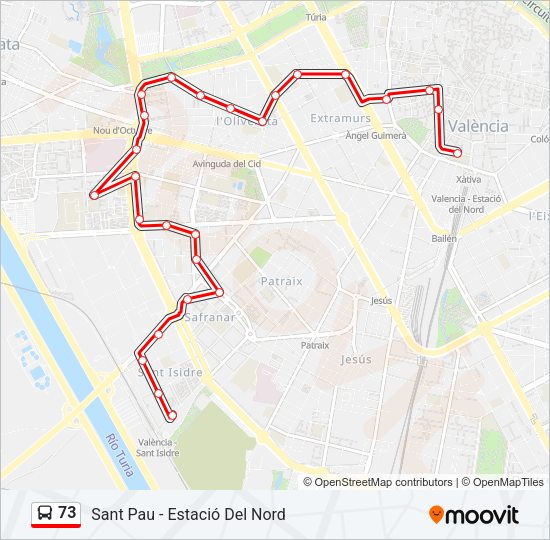 73 Bus Line Map
