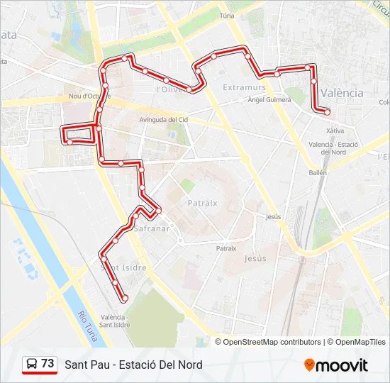 73 bus Mapa de línia