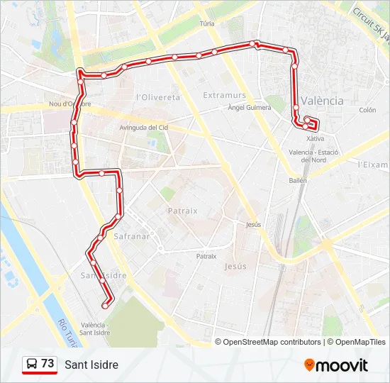 73 Bus Line Map