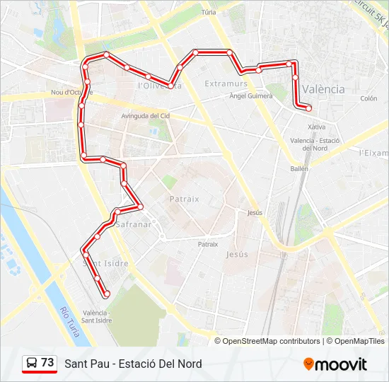 73 Bus Line Map