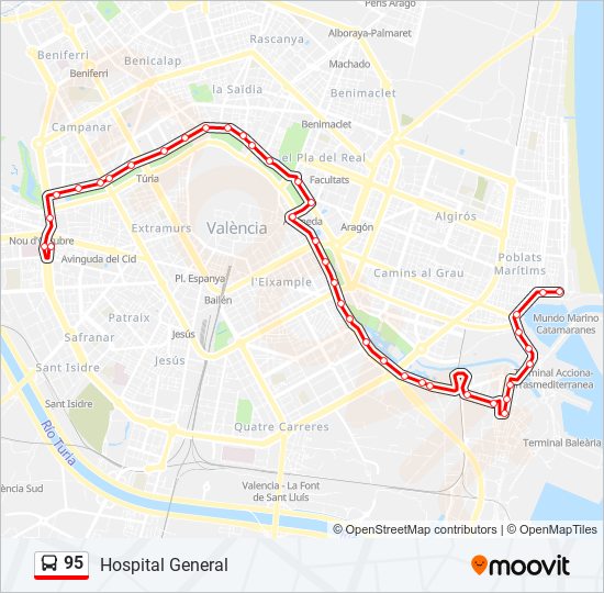 95 bus Line Map