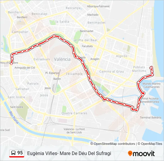 95 Bus Line Map