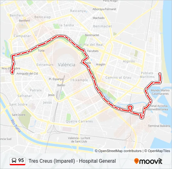 95 Bus Line Map