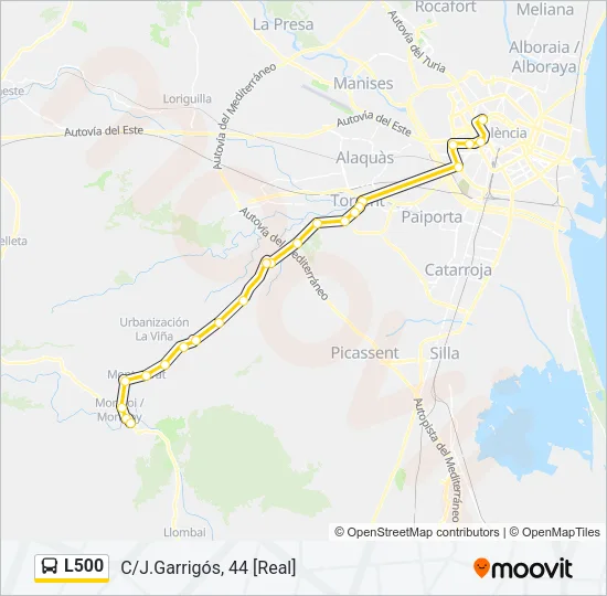L500 bus Mapa de línia