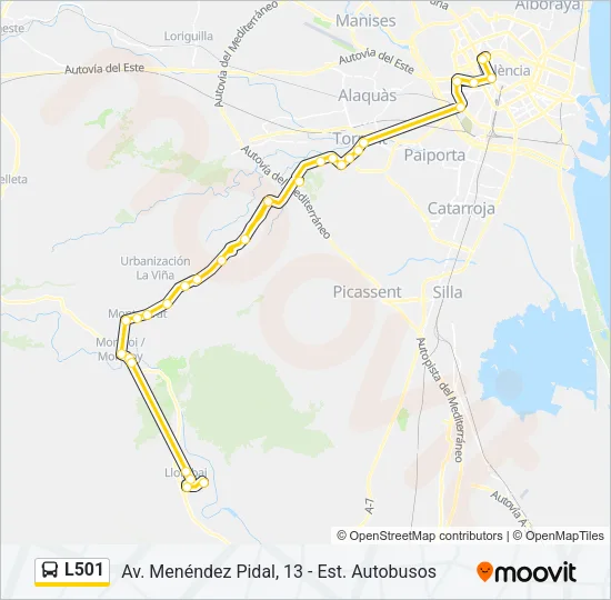 L501 Bus Line Map