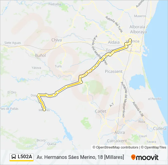 L502A Bus Line Map