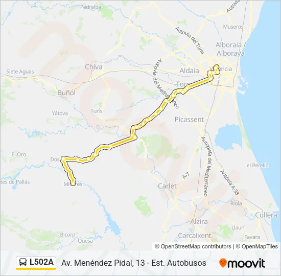 L502A Bus Line Map