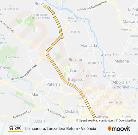 200 Bus Line Map