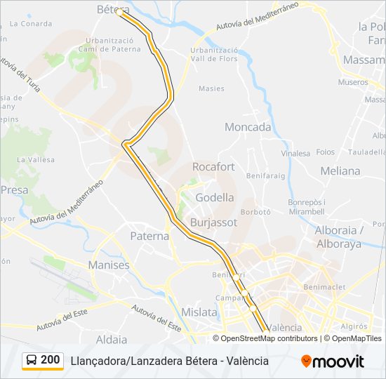 200 Bus Line Map