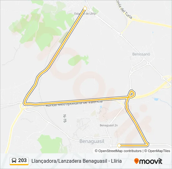 Mapa de 203 de autobús