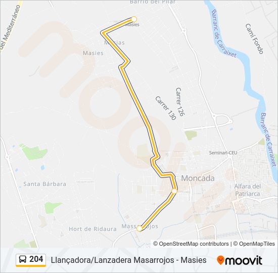 204 Bus Line Map