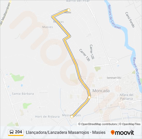 204 Bus Line Map