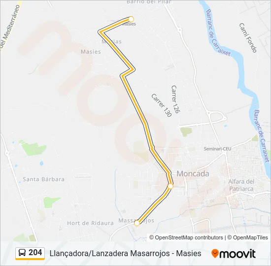 204 bus Mapa de línia