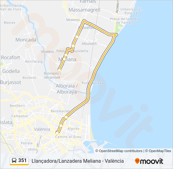 351 Bus Line Map