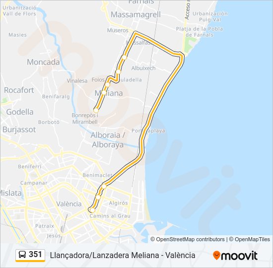 351 Bus Line Map