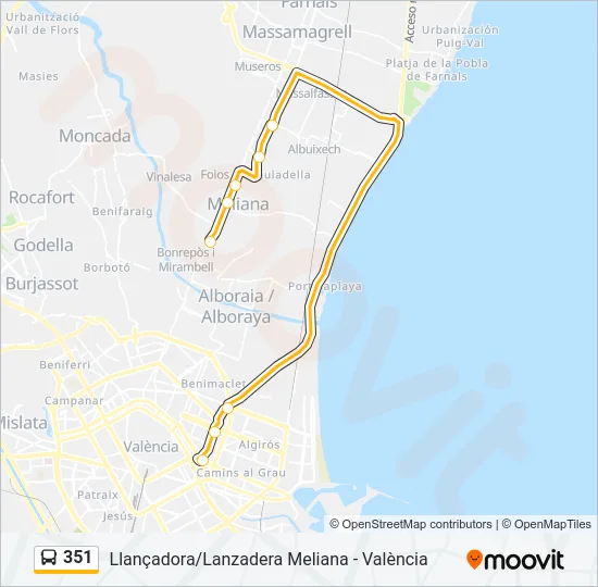 351 Bus Line Map