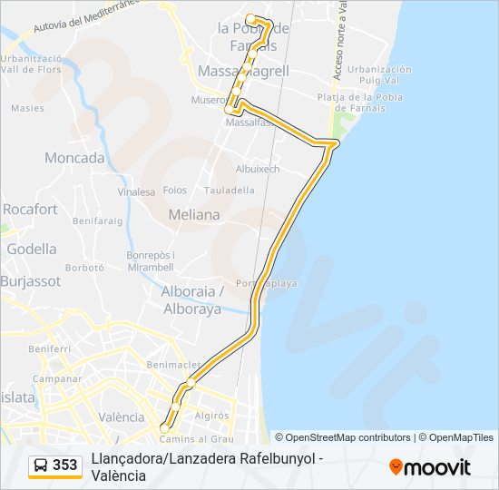 353 Bus Line Map