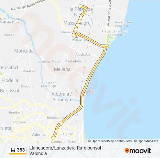 353 Bus Line Map