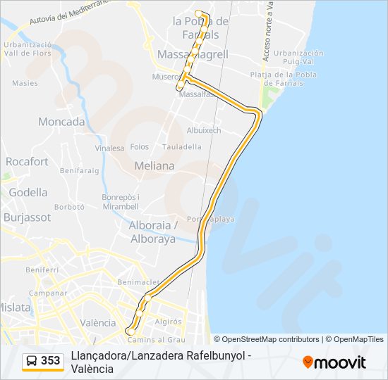 353 Bus Line Map