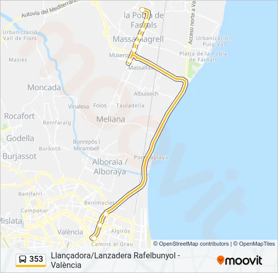 353 Bus Line Map