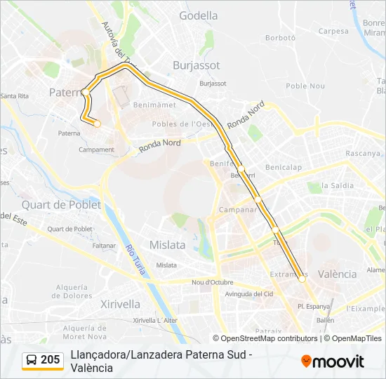 205 Bus Line Map
