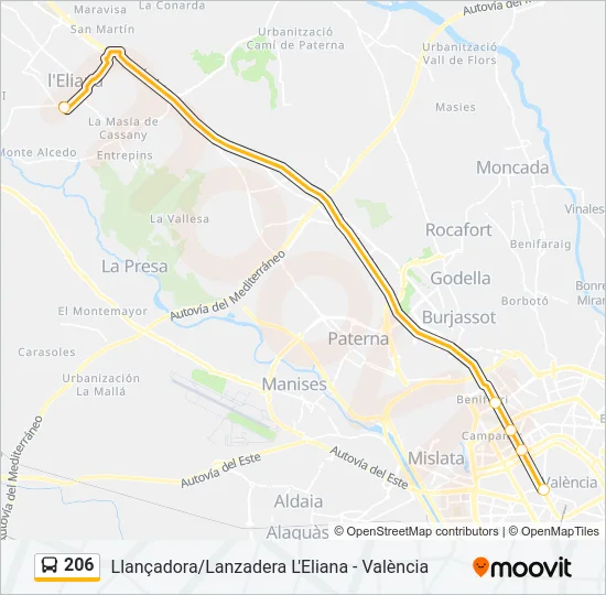 206 Bus Line Map