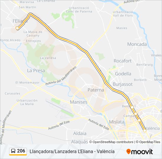 206 Bus Line Map