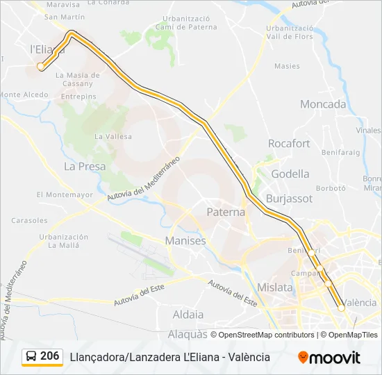 206 Bus Line Map