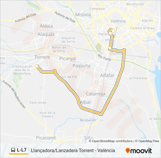 L-L7 bus Mapa de línia