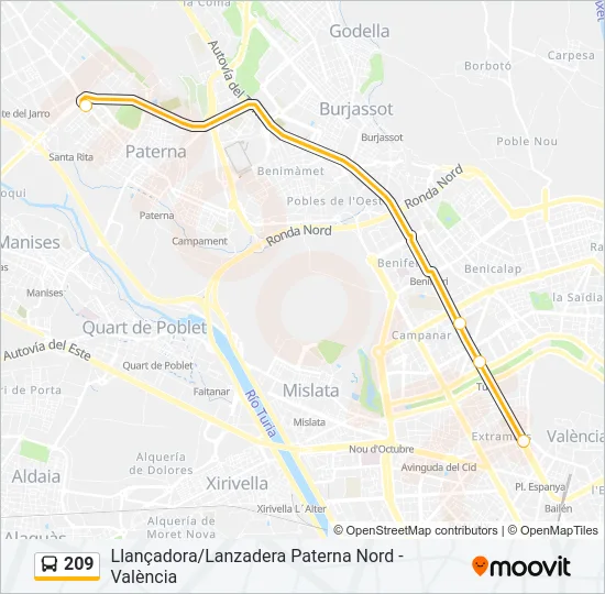 209 Bus Line Map